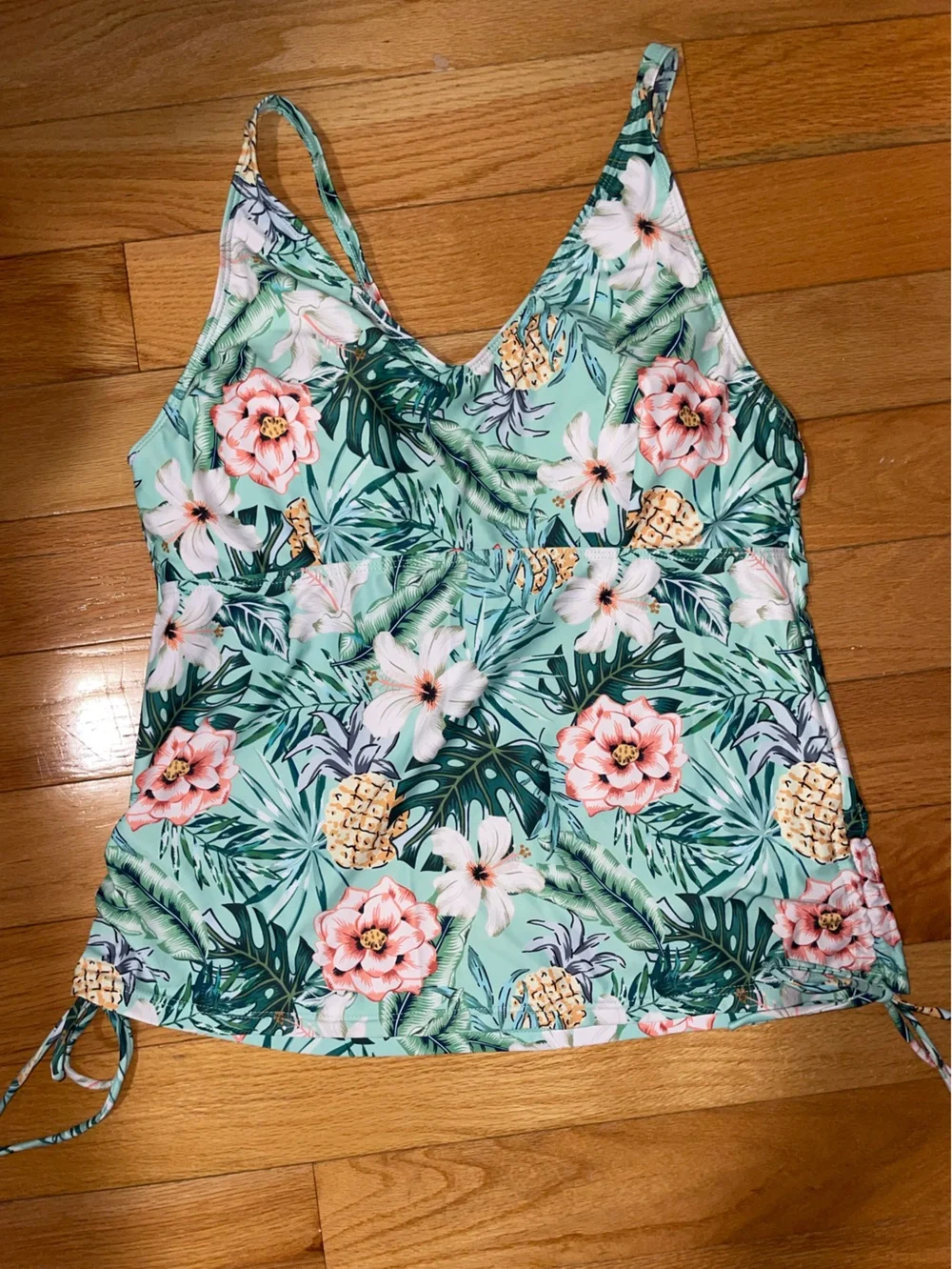 🍍Tropical Floral Tankini Set - Mint Green & White